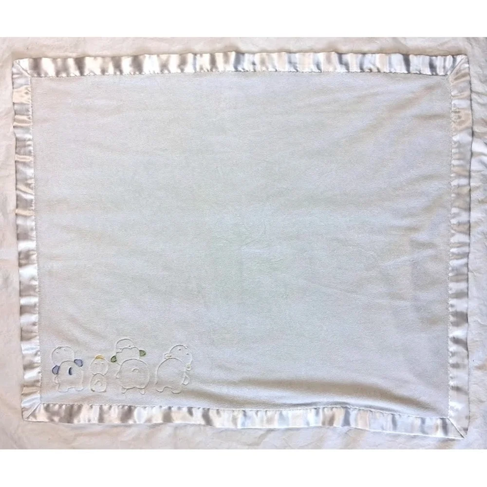 Carters White Satin Animal Puppy Duck Lamb Hippo Bear Baby Blanket Dog Security